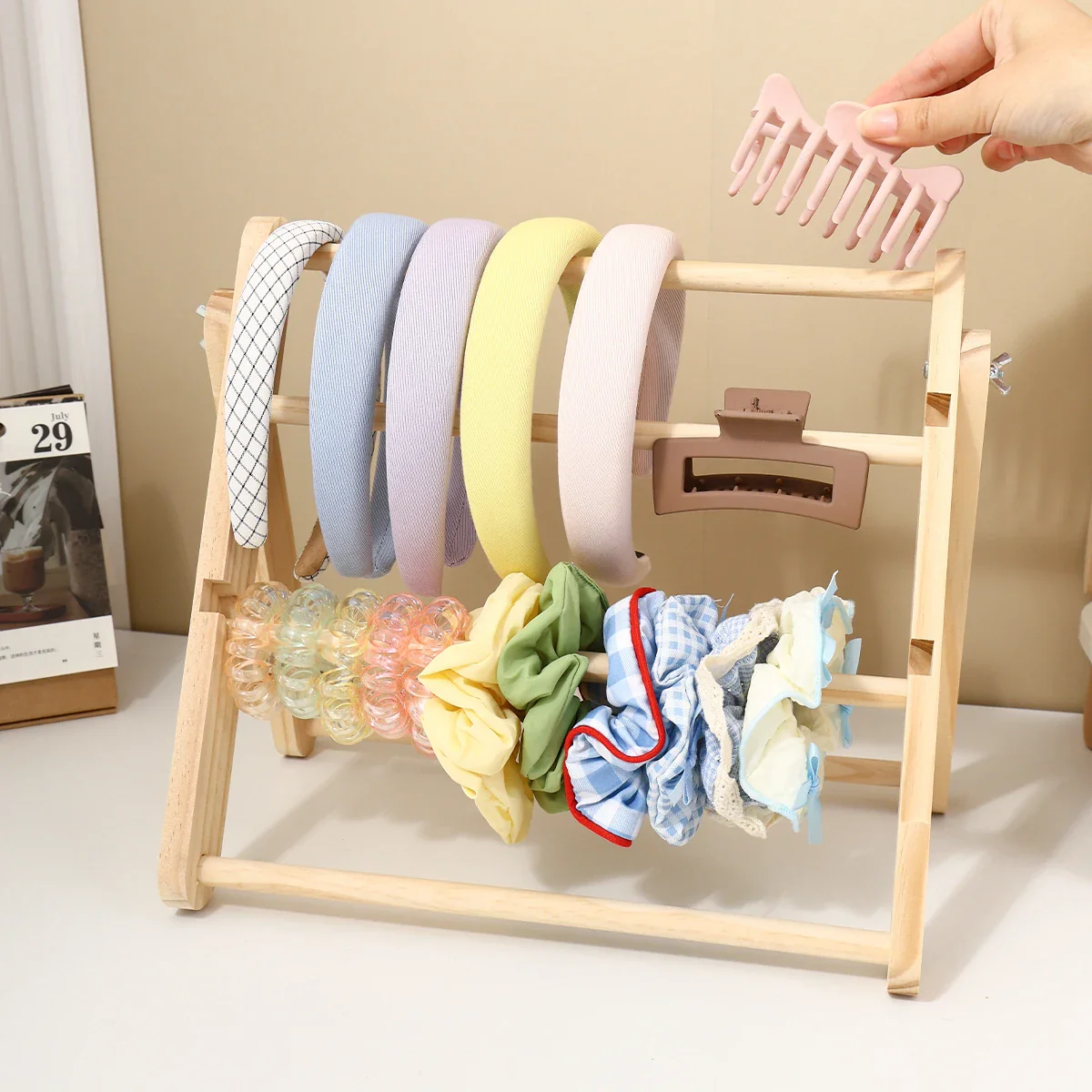 Wooden Hair Accessory Organizer – 3 Tier Accessory Stand