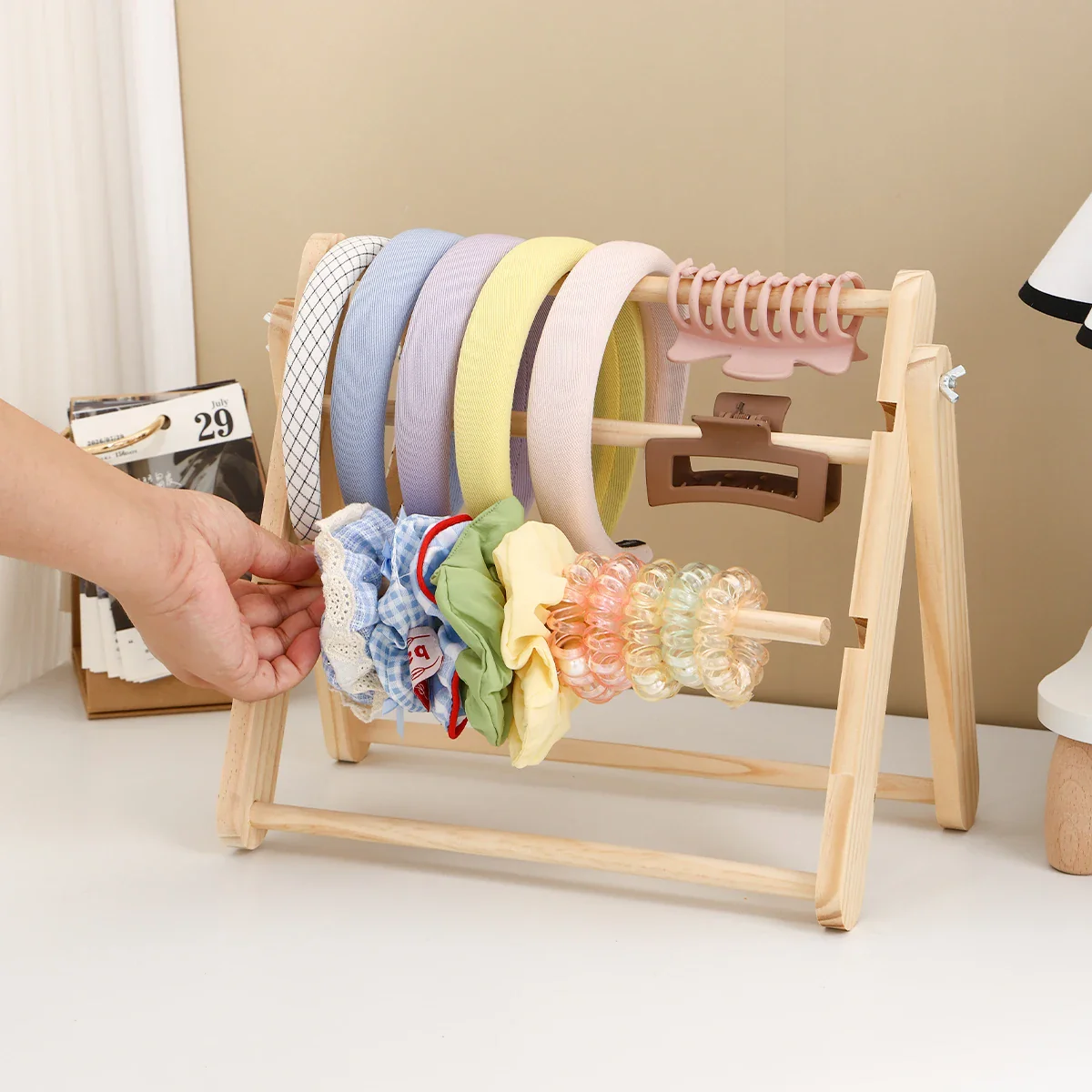 Wooden Hair Accessory Organizer – 3 Tier Accessory Stand - Image 2