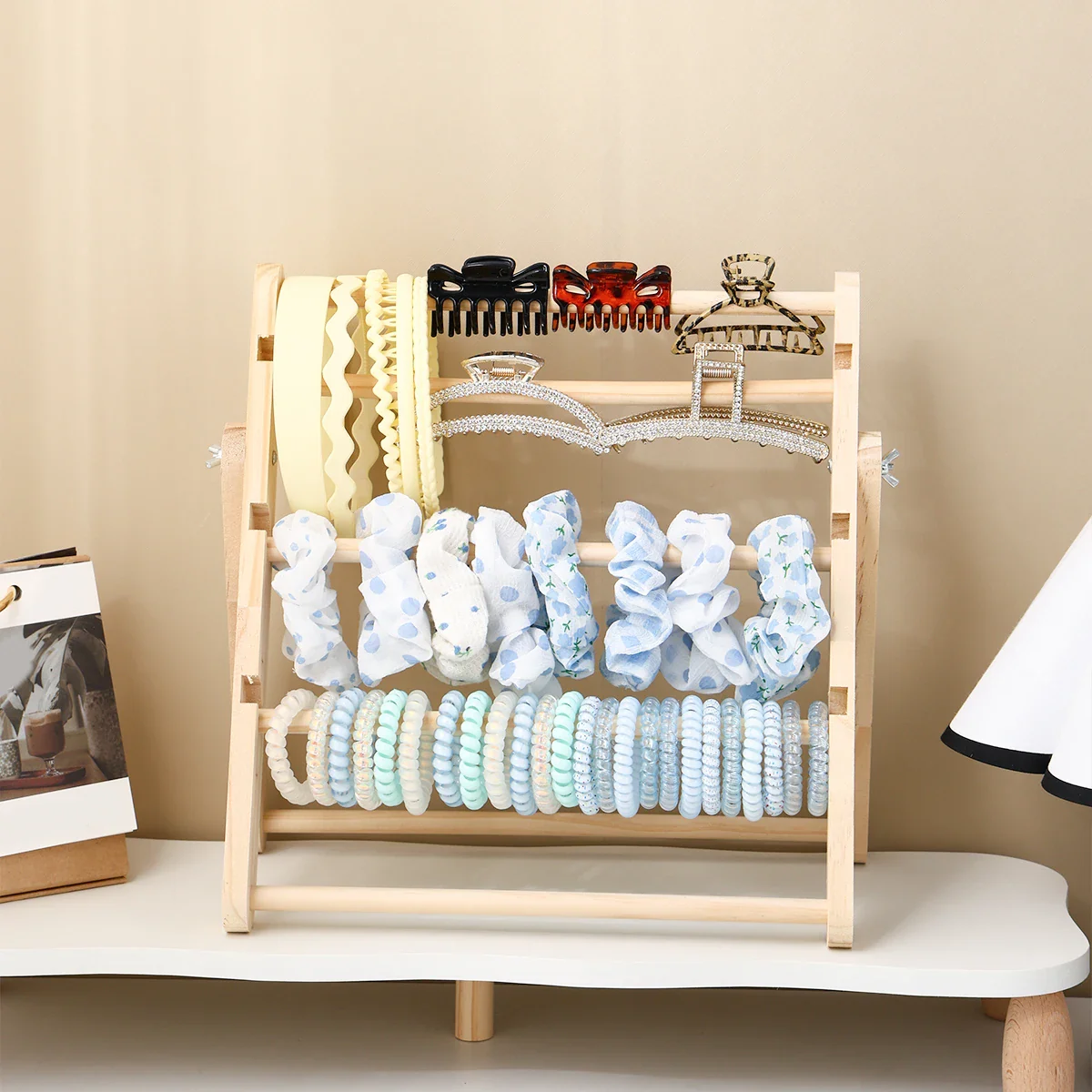 Wooden Hair Accessory Organizer – 3 Tier Accessory Stand - Image 4