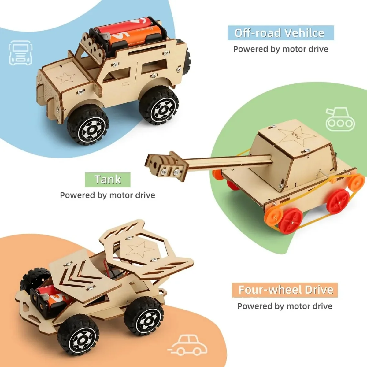 Wooden STEM 3D Vehicle Building Kit - Image 3