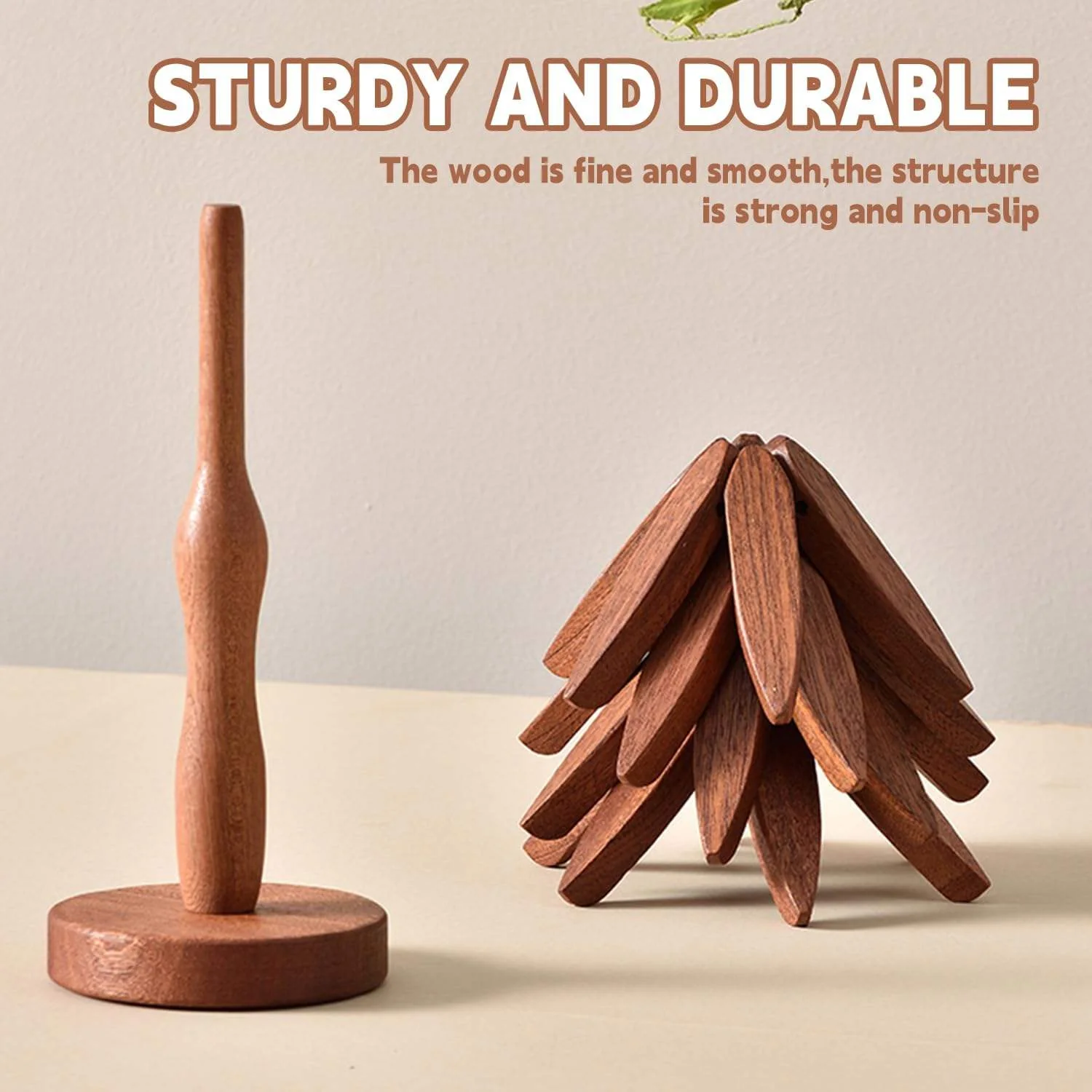 Wooden Tree-Design Heat-Resistant Coaster Set (3 or 4 Leaves) - Image 2