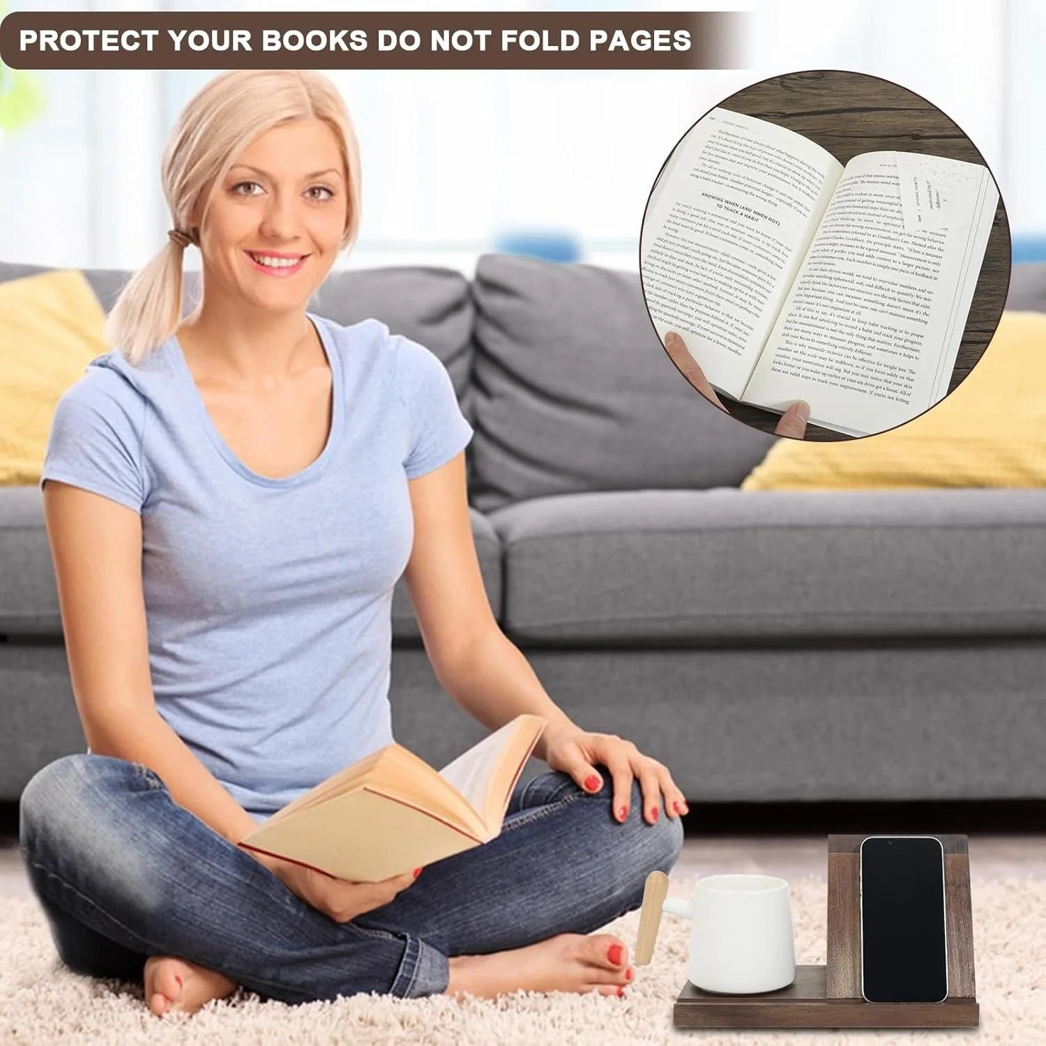 Wooden Triangle Book Rest & Drink Holder - Image 2